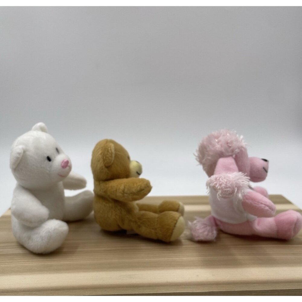 Build A Bear Lot of 3 McDonalds Happy Meal Mini Plush Dog Poodle Teddy Bears - Picture 5 of 14